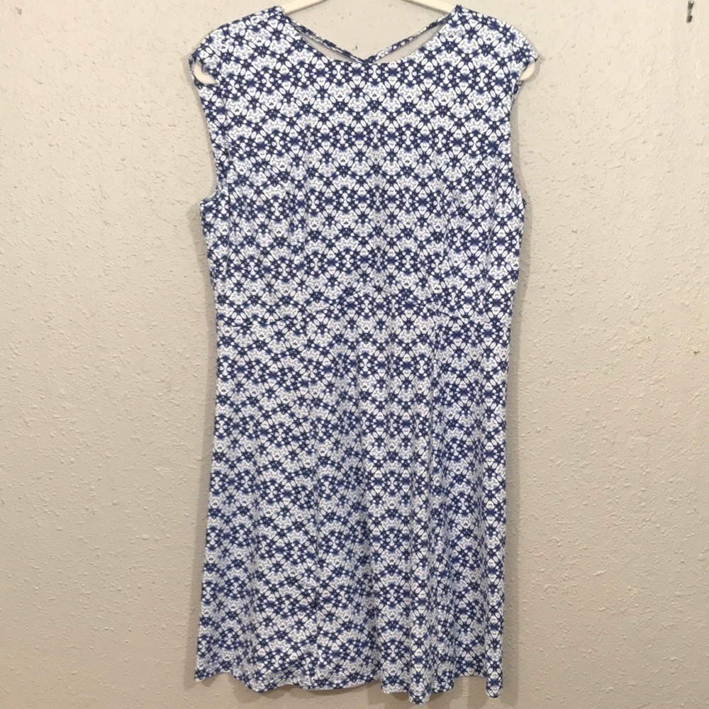 Title Nine Blue & White “Tidal Wave Steadfast” A-Line Cap Sleeve Dress NWT